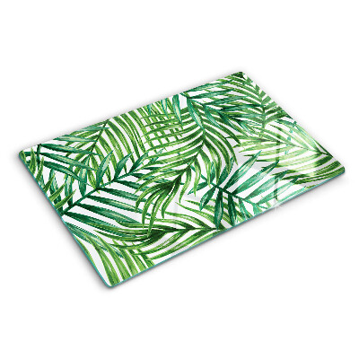 Schneidebrett mit Palmenblattmotiv in Grüntönen