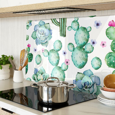 Schneidebrett mit Motiv aus Kakteen und Sukkulenten