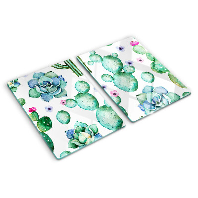 Schneidebrett mit Motiv aus Kakteen und Sukkulenten