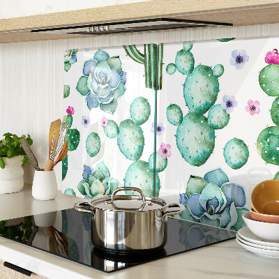 Schneidebrett mit Motiv aus Kakteen und Sukkulenten