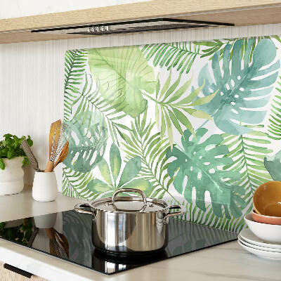 Schneidebrett glas Pflanzenmotiv mit Blättern