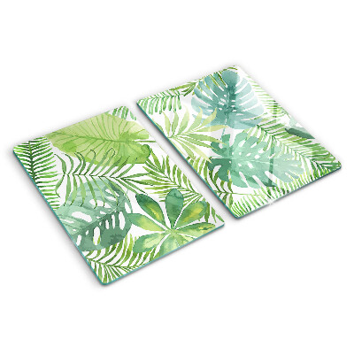 Schneidebrett Glas mit Pflanzenmotiv und Blatt-Design