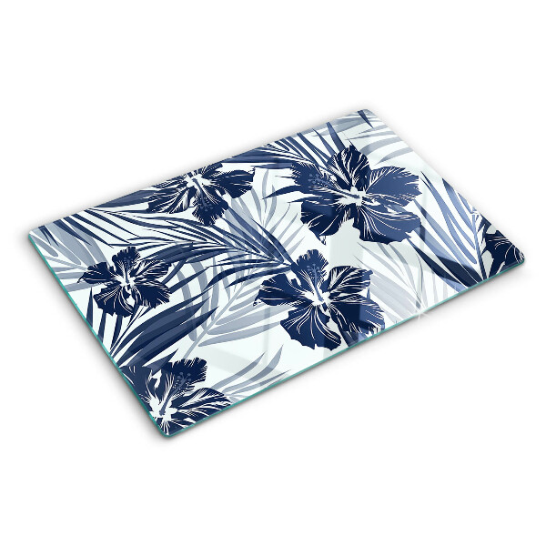 Schneidebrett Glas mit tropischem Blumenmotiv