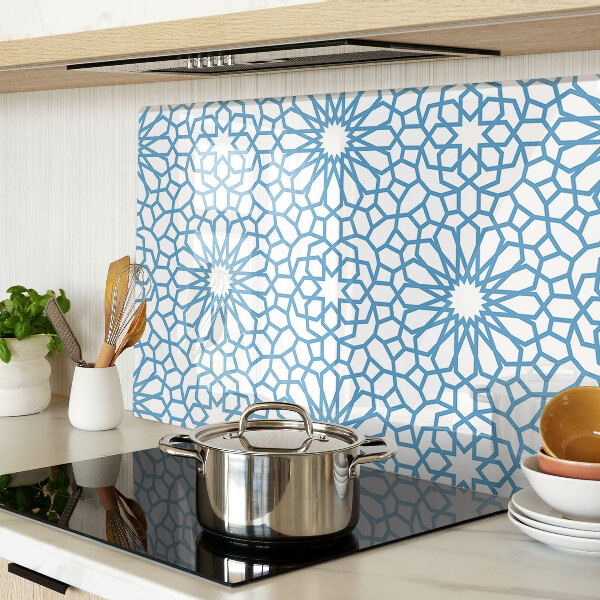 Glas Schneidebrett mit Blumenmotiv in Blautönen