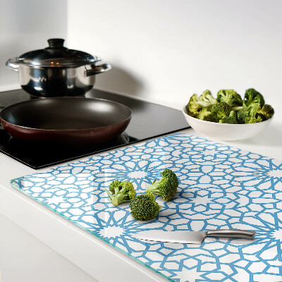 Glas Schneidebrett mit Blumenmotiv in Blautönen