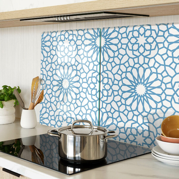 Glas Schneidebrett mit Blumenmotiv in Blautönen