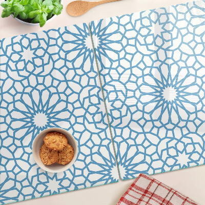 Glas Schneidebrett mit Blumenmotiv in Blautönen