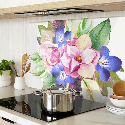 Schneidebrett Blumenmuster mit rosa und blauen Blüten