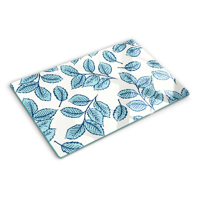 Schneidebrett glas Blätter in Blautönen