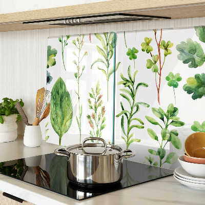 Glas-Schneidebrett mit Pflanzenmuster in Grüntönen