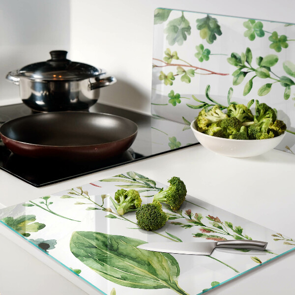 Glas schneidebrett Pflanzenmuster in Grüntönen