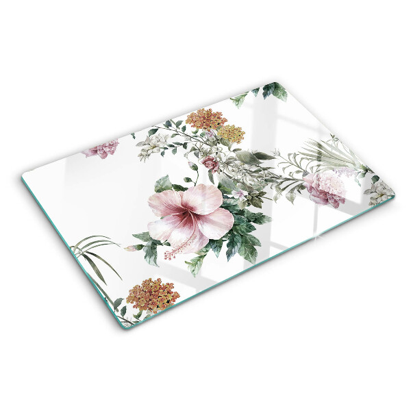 Schneidebrett mit Blumenmuster und Hibiskusmotiv