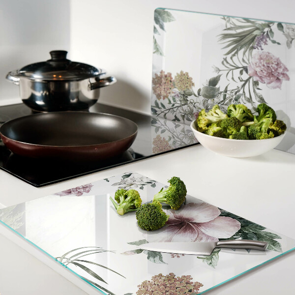 Schneidebrett mit Blumenmuster und Hibiskusmotiv