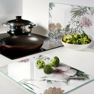 Schneidebrett mit Blumenmuster und Hibiskusmotiv