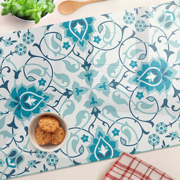 Glas schneidebrett Blumenmuster in Blautönen