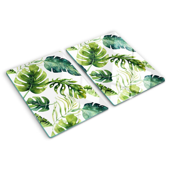 Schneidebrett Monstera-Blätter in Grüntönen