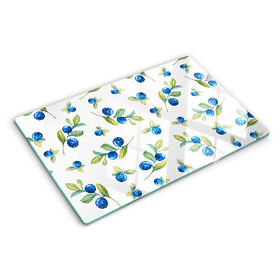 Schneidebrett Glas mit Motiv von Beeren an Zweigen