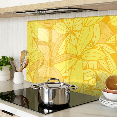 Glas-Schneidebrett mit gelbem tropischem Blattmotiv