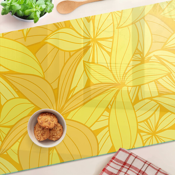 Glas schneidebrett Gelbe Blätter im tropischen Stil