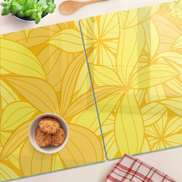 Glas schneidebrett Gelbe Blätter im tropischen Stil