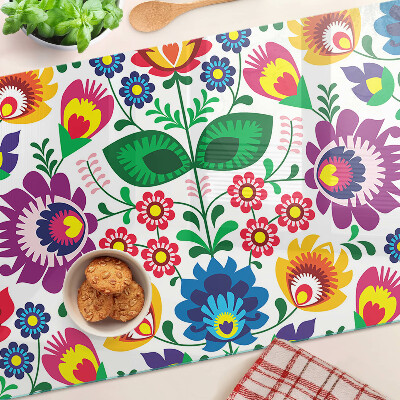 Glas-Schneidebrett mit floralem Volksmuster