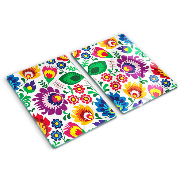 Glas-Schneidebrett mit floralem Volksmuster