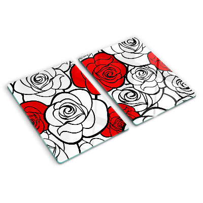 Schneidebrett Rosen in Weiß und Rot