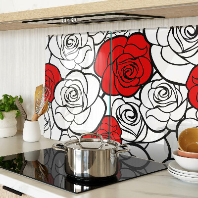 Schneidebrett Rosen in Weiß und Rot