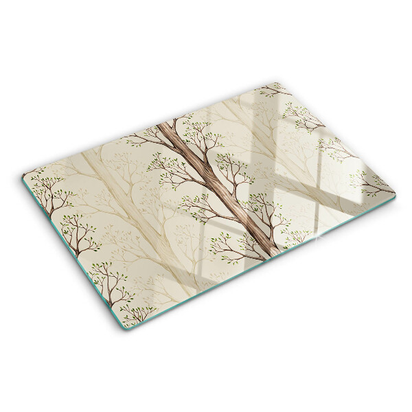 Schneidebrett glas Baumzweige mit Blättermuster