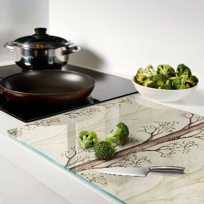 Schneidebrett Glas mit Baumzweigen und Blättermuster