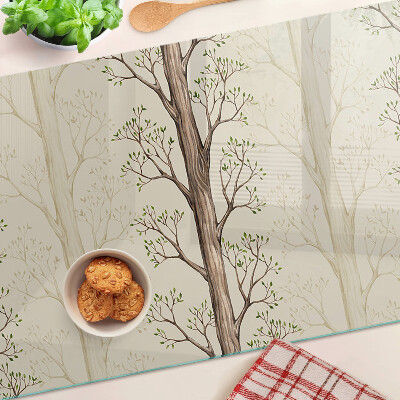 Schneidebrett Glas mit Baumzweigen und Blättermuster