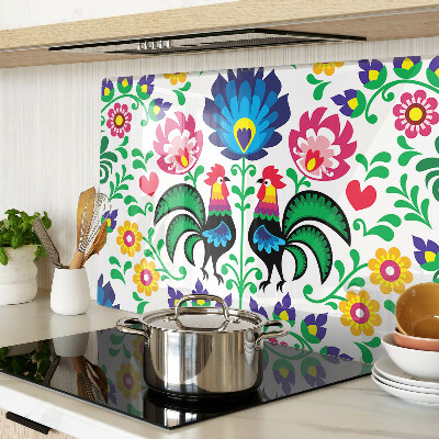 Schneidebrett Volksmotiv mit Hähnen