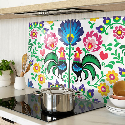 Schneidebrett Volksmotiv mit Hähnen