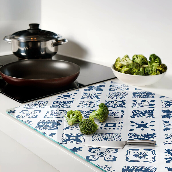 Schneidebrett Glas mit Blumenmotiv im Volksstil