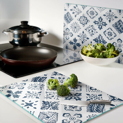 Schneidebrett Glas mit Blumenmotiv im Volksstil