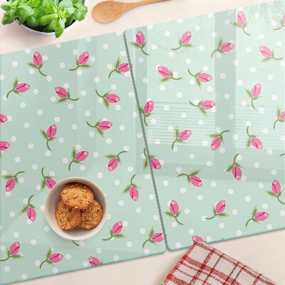 Glas schneidebrett Rosa Tulpen auf grünem Hintergrund