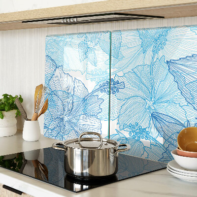 Schneidebrett Blumenmuster in Blautönen