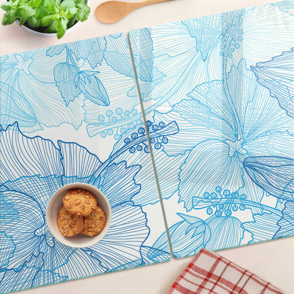 Schneidebrett mit Blumenmuster in Blautönen