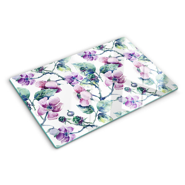 Schneidebrett glas Magnolien-Blumenmuster