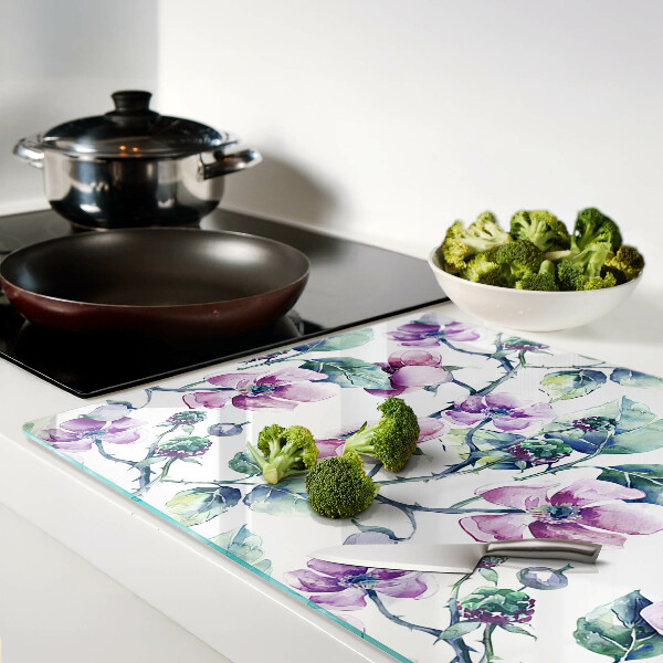 Schneidebrett glas Magnolien-Blumenmuster