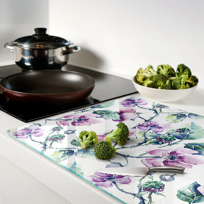 Schneidebrett glas Magnolien-Blumenmuster