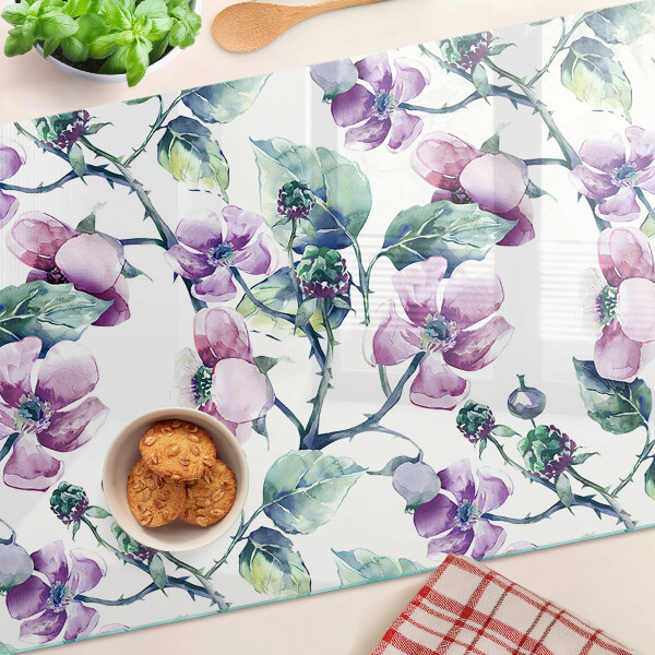 Schneidebrett glas Magnolien-Blumenmuster