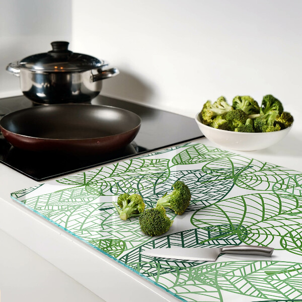 Glas schneidebrett Blätter in verschiedenen Grüntönen