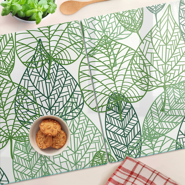 Glas schneidebrett Blätter in verschiedenen Grüntönen