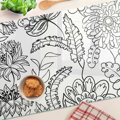 Schneidebrett glas Blumen-Doodle-Muster