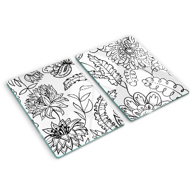 Schneidebrett Glas mit Blumen-Doodle-Muster