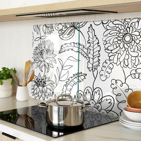 Schneidebrett Glas mit Blumen-Doodle-Muster