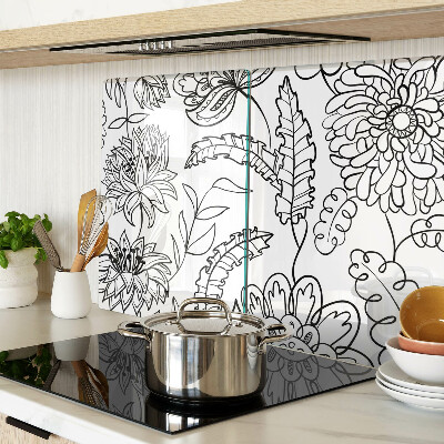 Schneidebrett Glas mit Blumen-Doodle-Muster
