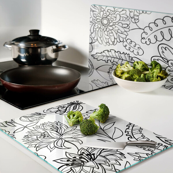 Schneidebrett glas Blumen-Doodle-Muster