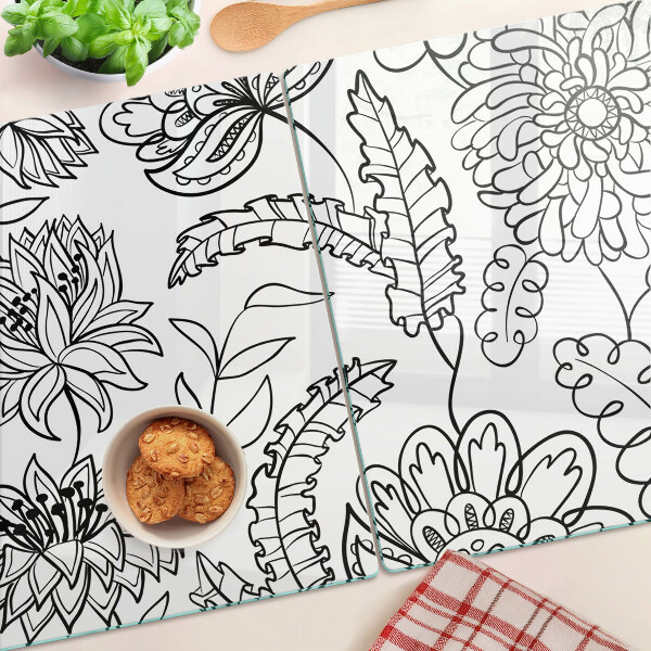 Schneidebrett glas Blumen-Doodle-Muster